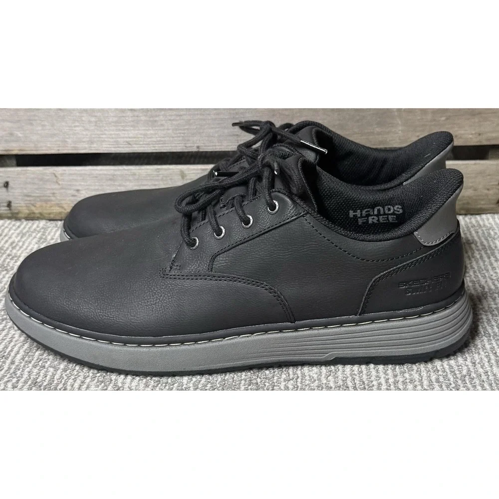 Skechers Swift Fit Shoes Mens Size 10 Black Hands Free Memory Foam Casual